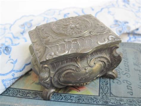 embossed metal trinket box|metal keepsake box.